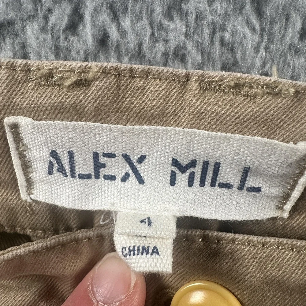 Alex Mill Chino Pants Womens 4‎ Beige Wide Leg Button Fly Stretch Twill Casual